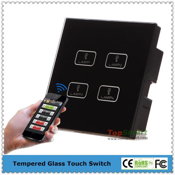 UK standard 4 gang remote control light touch switches